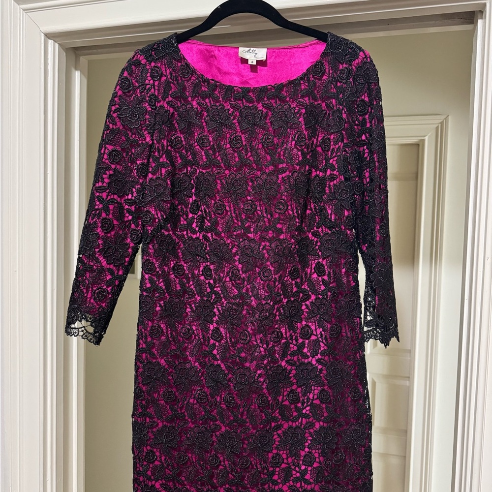 Milly lace mini Dress with bracelet length Sleeves for Cocktail